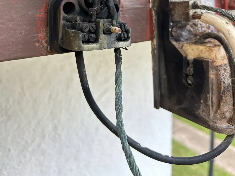 Burnt mains connection at the service fuse on the outside of a house